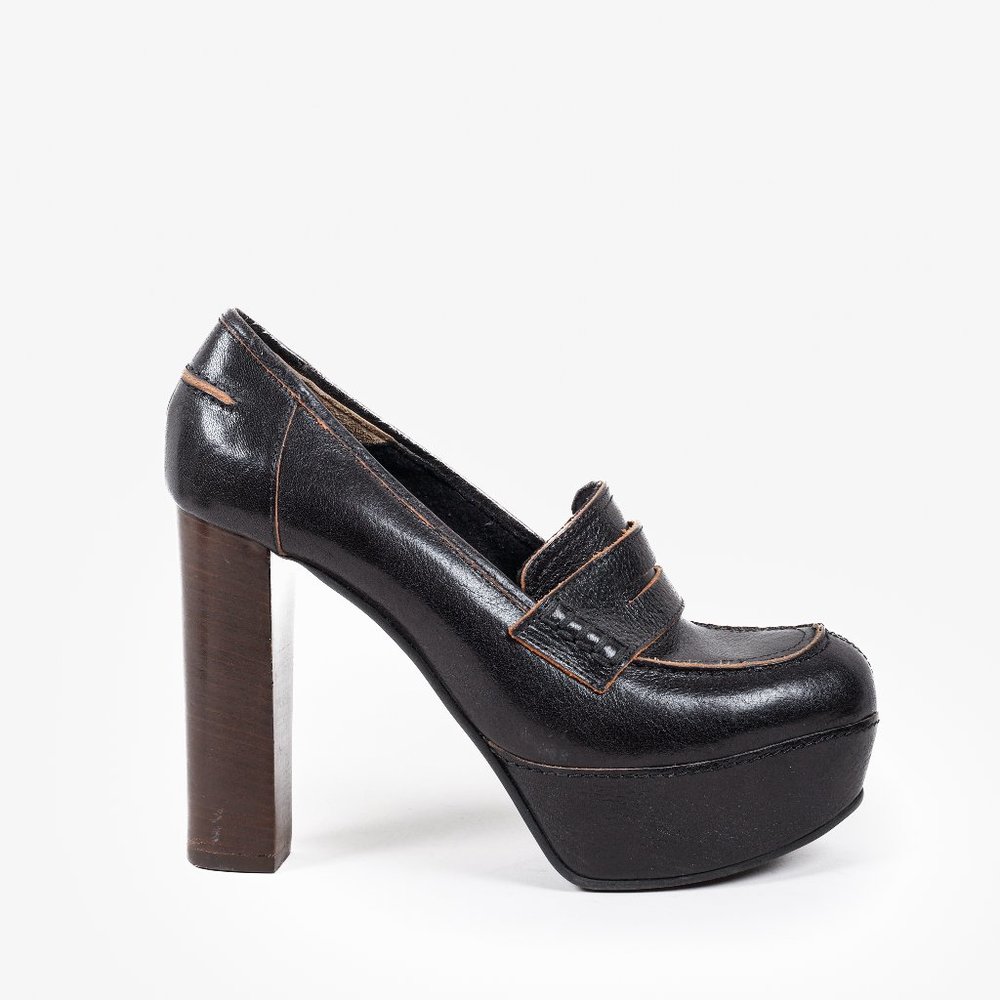 Marni Heeled Platform Leather Moccasins